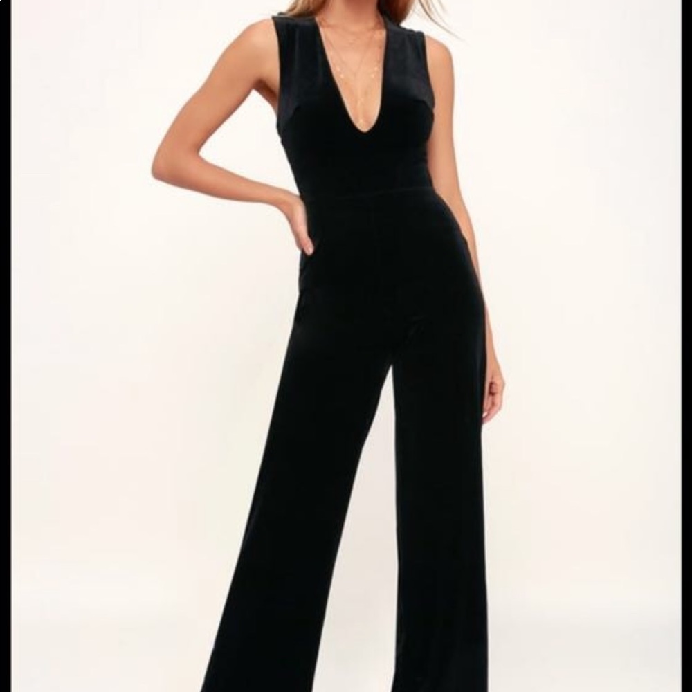 Best of Luxe Black Velvet Backless Lulus Jumpsuit